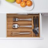 Relaxdays bestekbak bamboe - 5 vakken - 5 x 30 x 34 cm - keukenlade organizer