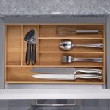 Relaxdays bestekbak bamboe - 6 vakken - smal - 5 x 27,5 x 46 cm