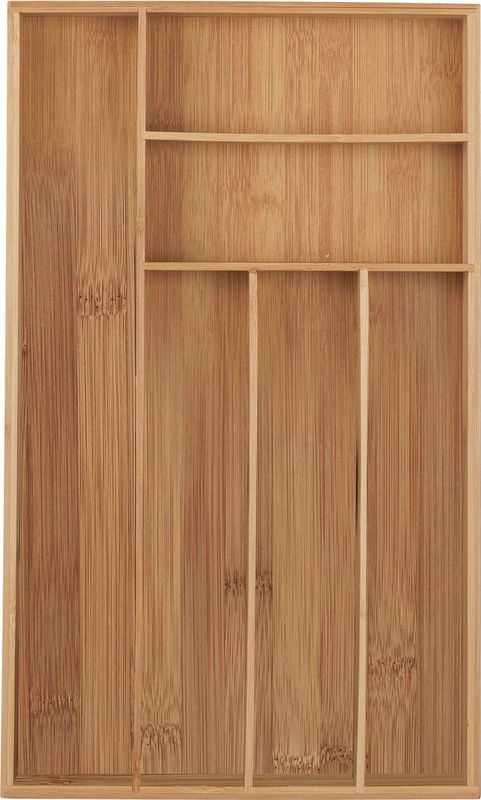 Relaxdays bestekbak bamboe - 6 vakken - smal - 5 x 27,5 x 46 cm