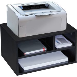Relaxdays printerkastje bureau, 3 vakken, spaanplaat, printerstandaard, HxBxD: ca. 22,5 x 49 x 30 cm, zwart