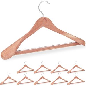 Relaxdays 10x kleerhangers hout - kledinghangers - anti motten - cederhout - broekhangers