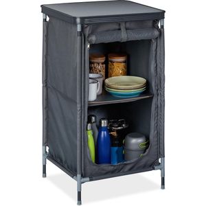 campingkast opvouwbaar - 2 vakken - 87x47,5x47,5 cm - met tafelblad - grijs
