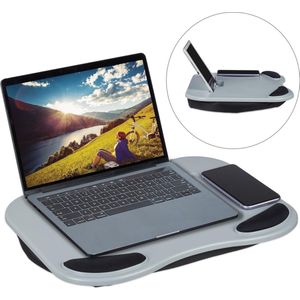 Relaxdays Laptopkussen, ergonomisch knietablet voor laptop, bed & bank, voor 11 inch tablet, 6 x 44 x 32 cm, grijs