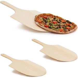 3 x pizzaschep hout - pizzaspatel - broodschep - pizza schep - rond - bruin