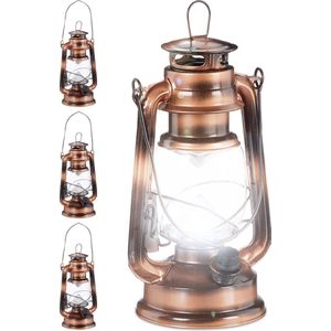 4 x lantaarn led - stormlamp - windlicht - olielamp - retro stijl op batterijen