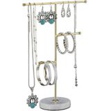 Relaxdays sieradenhouder ketting - goud - sieradenrekje - sieraden standaard - metaal