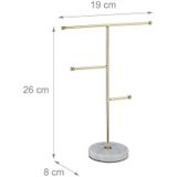 Relaxdays sieradenhouder ketting - goud - sieradenrekje - sieraden standaard - metaal