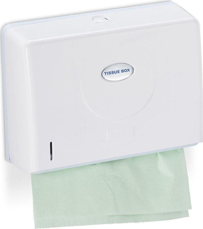 Handdoekdispenser - Muur - Wit - Voor H2 Papieren Handdoekjes - 20,5 x 27,5 x 10 cm - Plastic