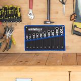 Relaxdays ringratelsleutelset - 10-delig - steek- en ringsleutel - met ratel en kantelbare kop - 10-19 mm