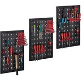 Relaxdays gereedschapswand - 3-delig - met haken set - 60 x 39 cm - gereedschapsbord - gereedschapshouder