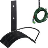 Schlauchhalter, für 60 m 5/8' Schlauch, Schlauchaufhängung Wand, Stahl, runder Gartenschlauchhalter, schwarz - Relaxdays