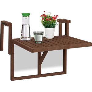 Relaxdays Balkontafel Inklapbaar - Klaptafel Balkon - Tafel Reling - Hangtafel Hout