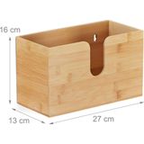 Relaxdays handdoekdispenser bamboe - voor papieren handdoekjes - vouwhanddoekdispenser