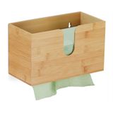 Relaxdays handdoekdispenser bamboe - voor papieren handdoekjes - vouwhanddoekdispenser