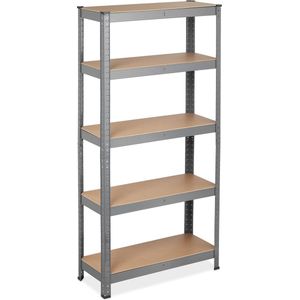 Relaxdays stellingkast - 875 kg - metaal - 150 x 75 x 30 cm - 5 etages - garage - grijs