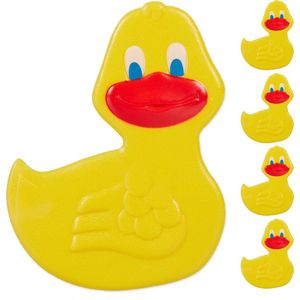 Relaxdays antislip stickers kinderen - 5 stuks - eend - met zuignappen - badkuip en douche - geel