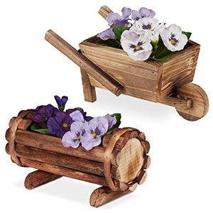 Melko Planting Wheelbarrow Wooden Flower Cart, 129 × 45 × 43 cm