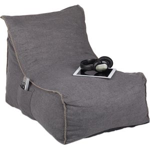 Relaxdays Zitzak volwassenen - zitkussen - vloerkussen groot - ligzak binnen - grijs