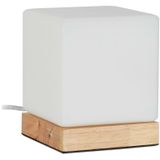Relaxdays tafellamp kubus - nachtlamp - vensterbank - sfeerlamp - melkglas - E14 fitting
