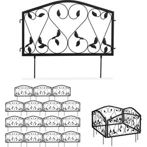 Relaxdays perkhekje 16-delig - metaal - tuinhekje - borderrand - sierhekje - hekje - klein
