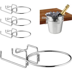 Relaxdays 4 x wijnkoeler houder - ijsemmer tafelbeugel - metaal - champagnekoeler frame