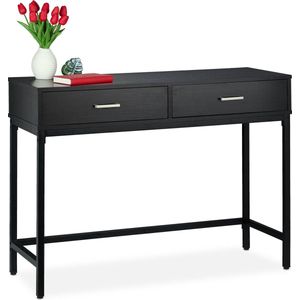 Wandtafel - Consoletafel - Zwart - Metaal - 2 Lades