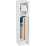 Relaxdays toiletrolhouder staand - wit - badkamerkast klein - toiletkast smal - landelijk