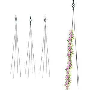 Relaxdays plantenklimrek - set van 4 - 150 cm - klimplantenrek metaal - plantensteun tuin