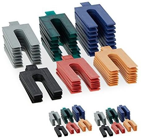 Relaxdays uitvulplaatjes set van 144 - kunststof - 1-6 mm - voor deur- en venstermontage - div. kleuren