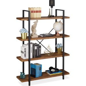 Industrieel - Boekenkast - Donkerbruin - Metaal