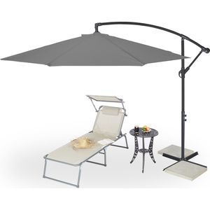 Relaxdays Zweefparasol met Voet - 300 cm Doorsnede - Hangparasol - met Hoes - Parasol