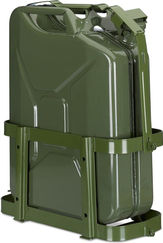 Relaxdays jerrycan houder auto - voor 10 en 20 l - metaal - diesel of benzine - groen