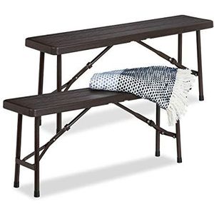 bierbank set van 2 - inklapbaar - 100 cm - kunststof - bruin