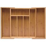 Relaxdays bestekbak uitschuifbaar - bamboe - 5,5 x 39 x 35,5 cm - bestek organizer keukenlade