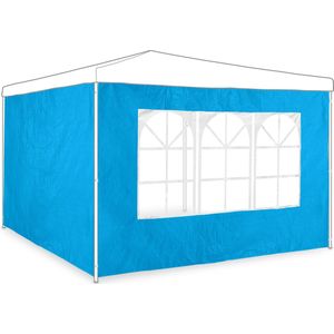 Relaxdays Partytent zijwand - set van 2 - met raam - 2 x 3 m - zeil partytent - lichtblauw