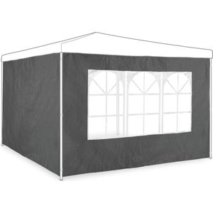 Relaxdays Partytent zijwand - set van 2 - met raam - 2 x 3 m - los zeil partytent - grijs