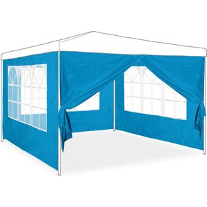 Relaxdays Zijwand Partytent - set van 4 - 2x3 M - Zijkant Paviljoen - Lichtblauw - Raam