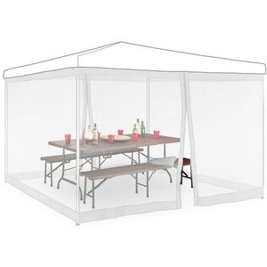 Relaxdays - Moskitonetz für 3 x 3 m Pavillon, 2 Seitenteile, mit Reißverschluss & Klettband, 12 m xl Mückennetz, weiß