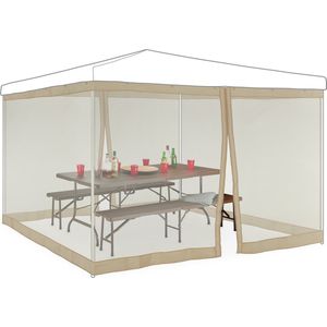 Relaxdays Muggennet voor partytent - voor 3x3m zijwanden - partytent klamboe - beige