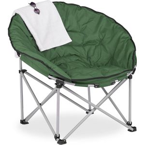 Relaxdays campingstoel opvouwbaar - moon chair - kampeerstoel - donkergroene relaxstoel