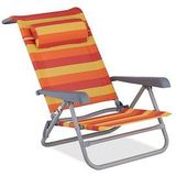 Relaxdays strandstoel opvouwbaar - verstelbaar - laag - met nekkussen - armleuningen - flesopener - geel-rood-oranje