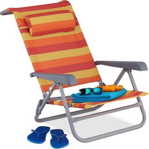 Relaxdays strandstoel opvouwbaar - campingstoel inklapbaar - strand ligstoel - relaxstoel