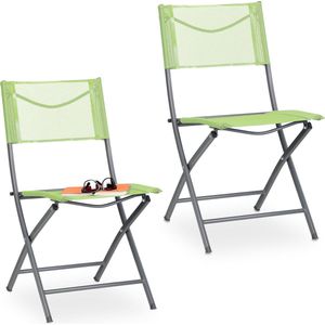 Relaxdays tuinstoel set van 2 - campingstoelen inklapbaar - klapstoel metaal - balkonstoel
