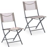 Gartenstuhl 2er Set, Klappstuhl für Balkon, Terrasse, Garten, Metall Campingstuhl bis 120kg, wetterfest, braun - Relaxdays