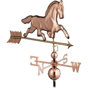 Relaxdays windwijzer paard - windrichtingwijzer - windhaan - met pijl - voor dak - koper