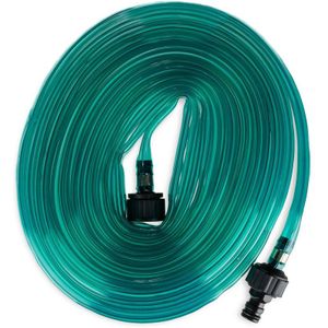 Relaxdays druppelslang, platte sproeislang, 15 meter, met gaatjes, voor de tuin, irrigatieslang, beregeningsslang, groen