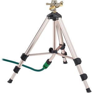 Sprinkler, Stativ, Reichweite max. 9m, Sektorenregner, Sprengwinkel 0 - 360°, 3/4'' Anschluss, silber/schwarz - Relaxdays