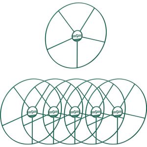 Relaxdays plantenring set van 6, ronde steunringen 39 cm, voor planten en struiken, van kunststof, donkergroen