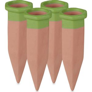 Tonspitzen Bewässerung, 4er Set, Wasserspender für Pflanzen & Balkonkästen, automatisch, Gießkegel, terrakotta - Relaxdays