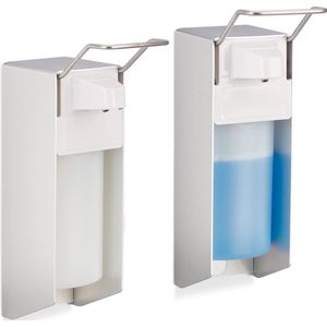 Relaxdays zeepdispenser wand - 500 ml - set van 2 zeeppompje - desinfectiemiddel dispenser